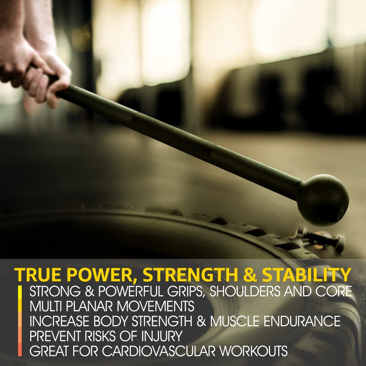 Steel Mace Bell for Strength Training, Support Full Body, Muscles, Shoulder, Grips & Forearms Workouts, Stretching 15LB 