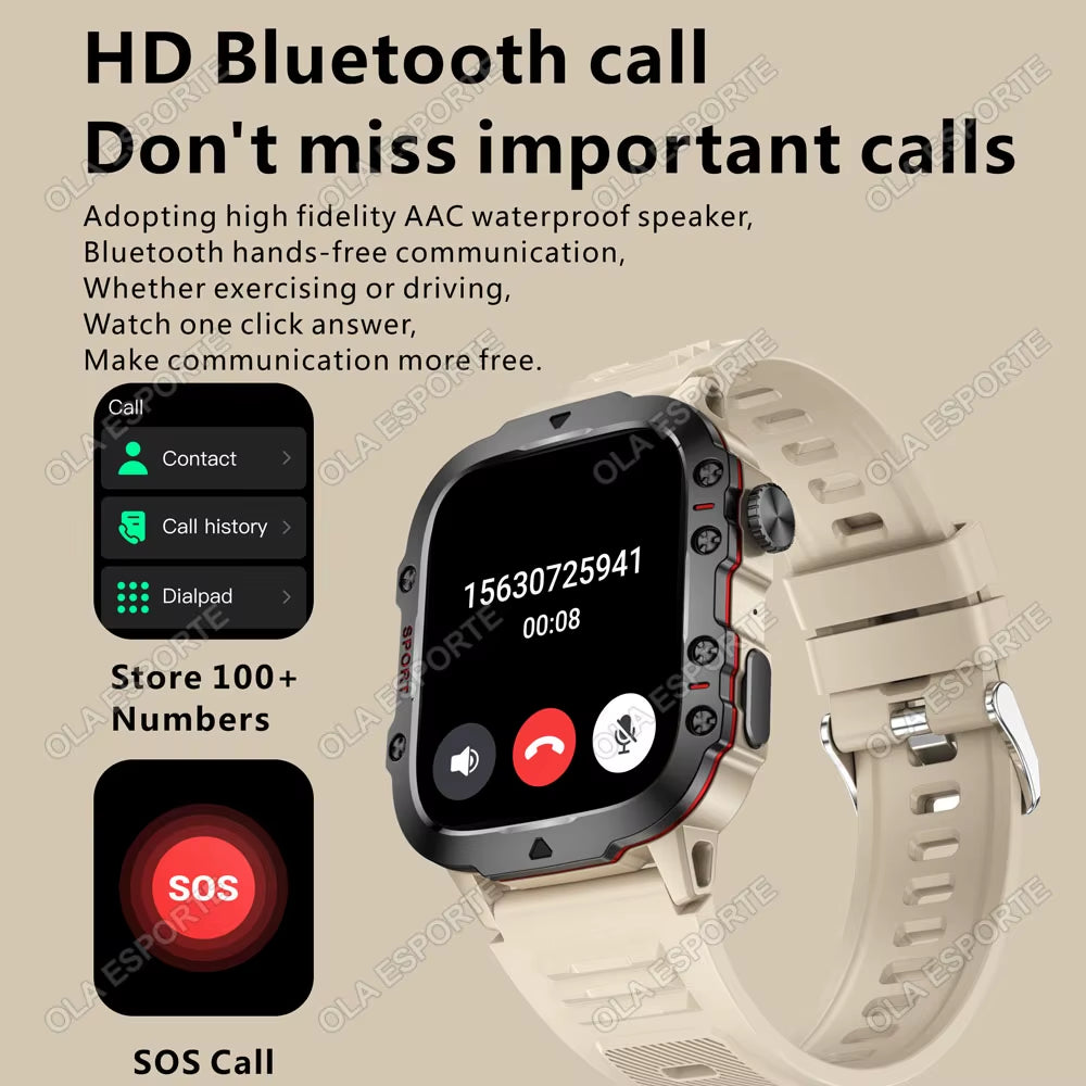 original men smartwatch flashlight bluetooth call fitness clock ip68 waterproof sports men