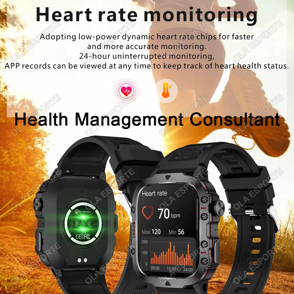original men smartwatch flashlight bluetooth call fitness clock ip68 waterproof sports men