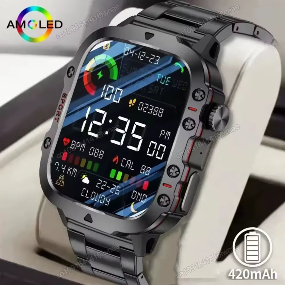 original men smartwatch flashlight bluetooth call fitness clock ip68 waterproof sports men